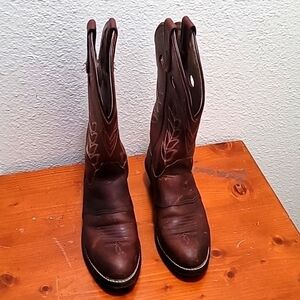 DOUBLE H BUCKAROOS LEATHER  COWBOY BOOTS BROWN SIZE 5.5